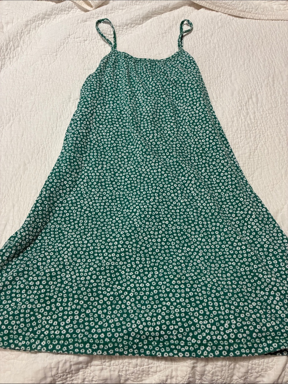 Crewcuts Green Floral Spaghetti Strap Dress